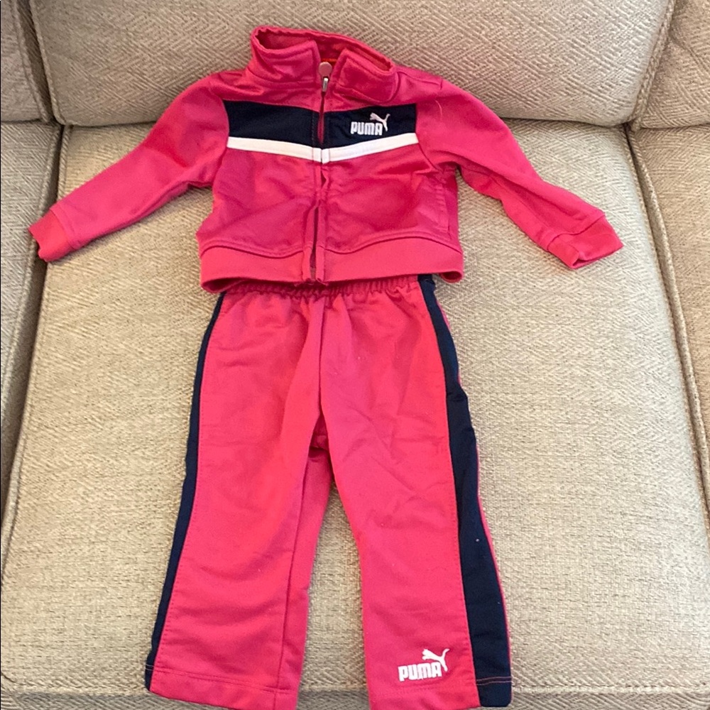 Puma Kids Pink and Navy Tracksuit